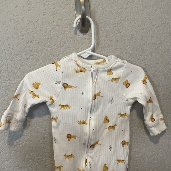 Emily & Oliver Rabbit + Bear Organic Cotton Infant Green Sleeper 6-9 Jungle Lion - Picture 4 of 8